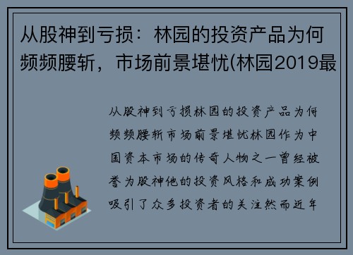 从股神到亏损：林园的投资产品为何频频腰斩，市场前景堪忧(林园2019最新投资视频)